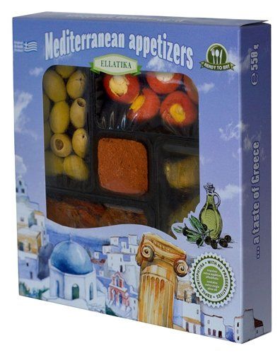 Тарелка со средиземноморскими закусками ELLATIKA картонная коробка 550 г Тарелка со средиземноморскими закусками ELLATIKA картонная коробка 550 г